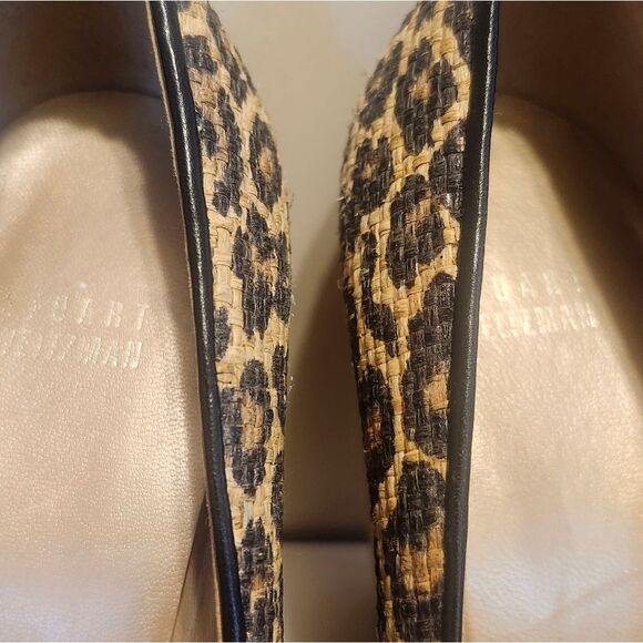 Stuart Weitzman Blk/TanLeopard Print Raffia Platform Wedge Pumps Sz.10 $395 EUC - Picture 5 of 8